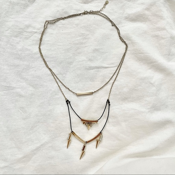 3-tier Gold and Black Necklace - Picture 1 of 3